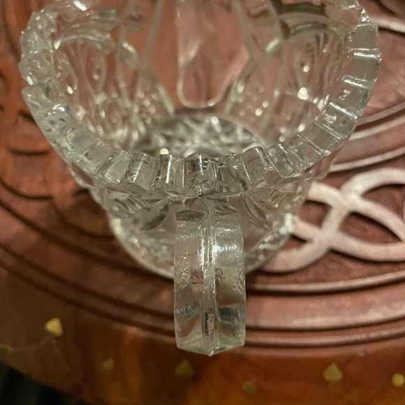 VINTAGE DEPRESSION CLEAR CUT CRYSTAL 1/4" THICK GLASS DOUBLE HANDLE - Picture 2 of 6
